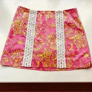 LILLY PULITZER WOMENS PREPPY PINK FLORAL SKORT SKIRT SIZE 2‎